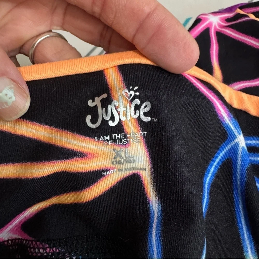 Justice Girls J-Sport Print Blocked Neon Laser Print Leggings